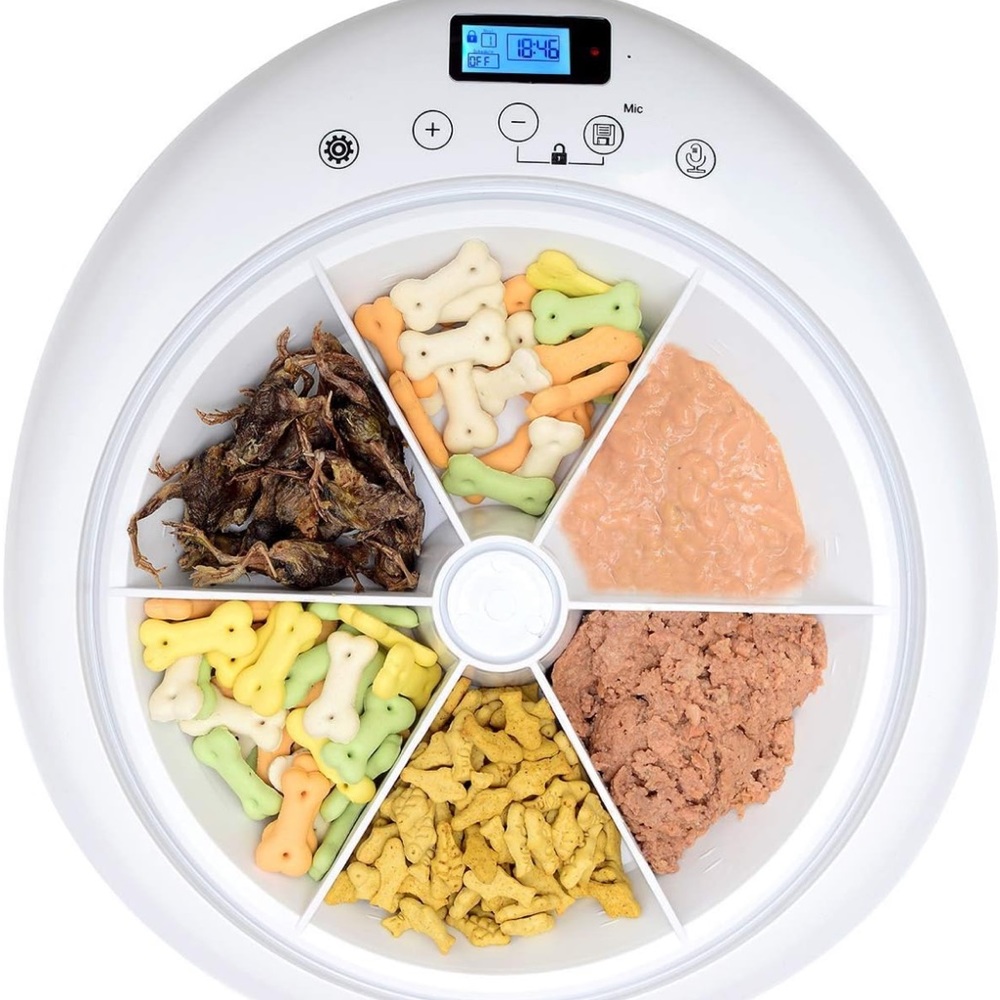QPETS 6 Meals Automatic Cat Dog Feeder Auto Pet Feeder with Programmable Timer